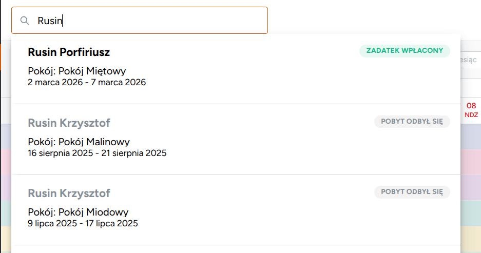 Wyszukiwanie rezerwacji