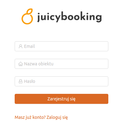 Formularz rejestracji w aplikacji JuicyBooking