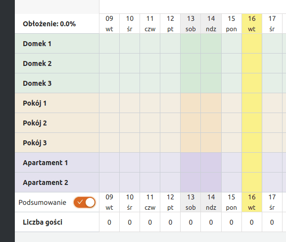 Kolory pokojów na grafiku