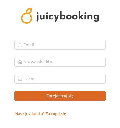 Formularz rejestracji w aplikacji Juicy Booking