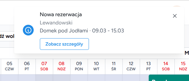 Powiadomienie o nowej rezerwacji